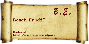 Bosch Ernő névjegykártya